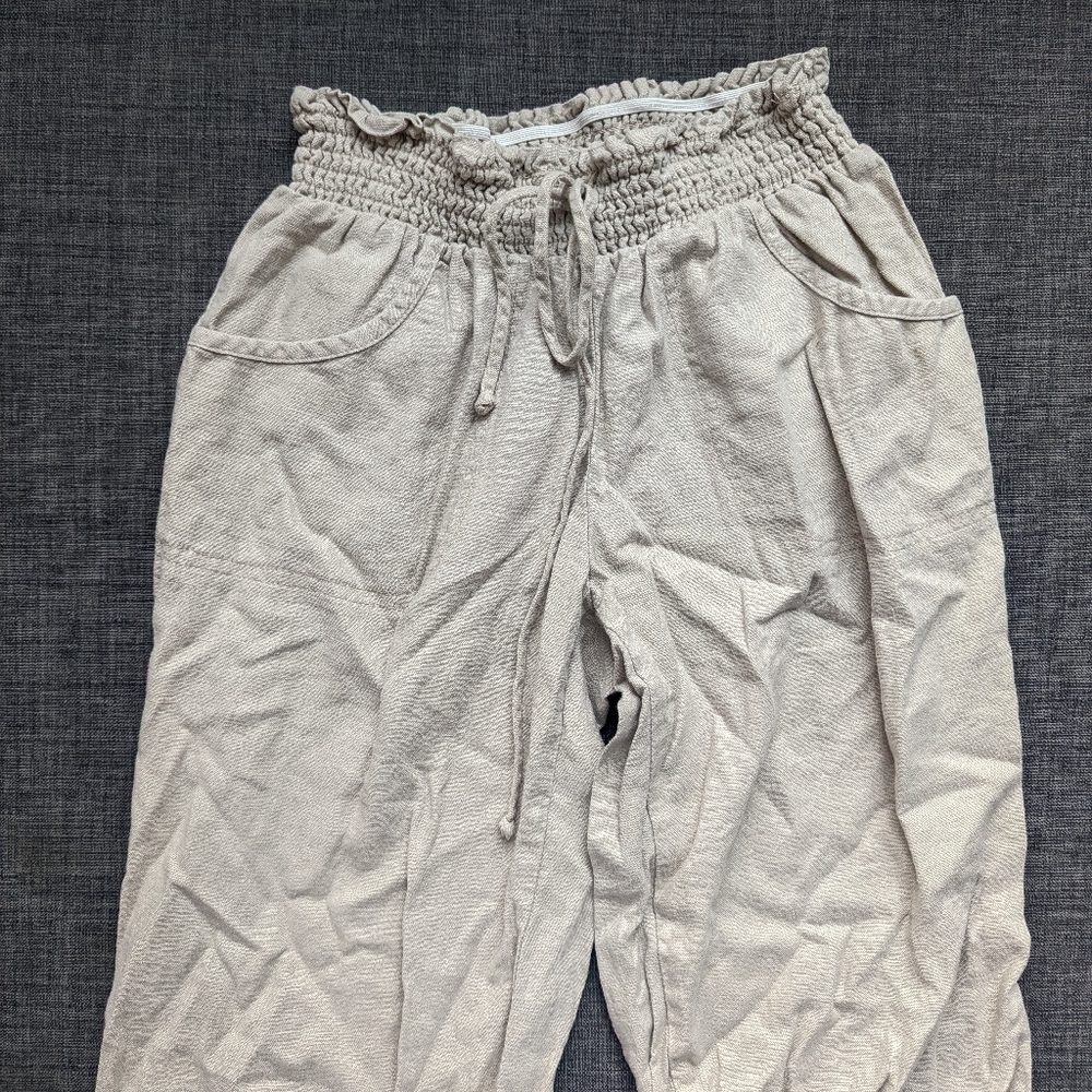 A. Byer Tan Smocked Waist Pants